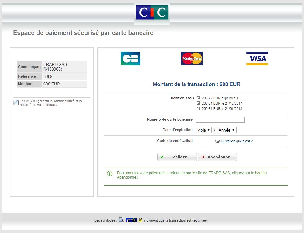 Paiement en 3 fois sans frais LODUS